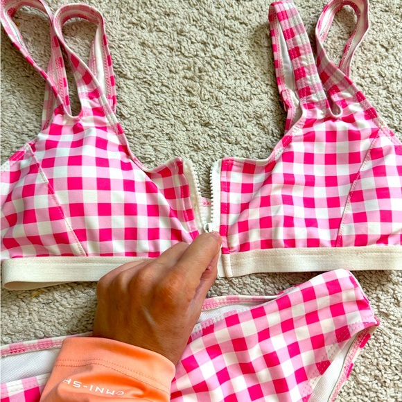 Pink and white checkered two piece - Picture 2 of 2